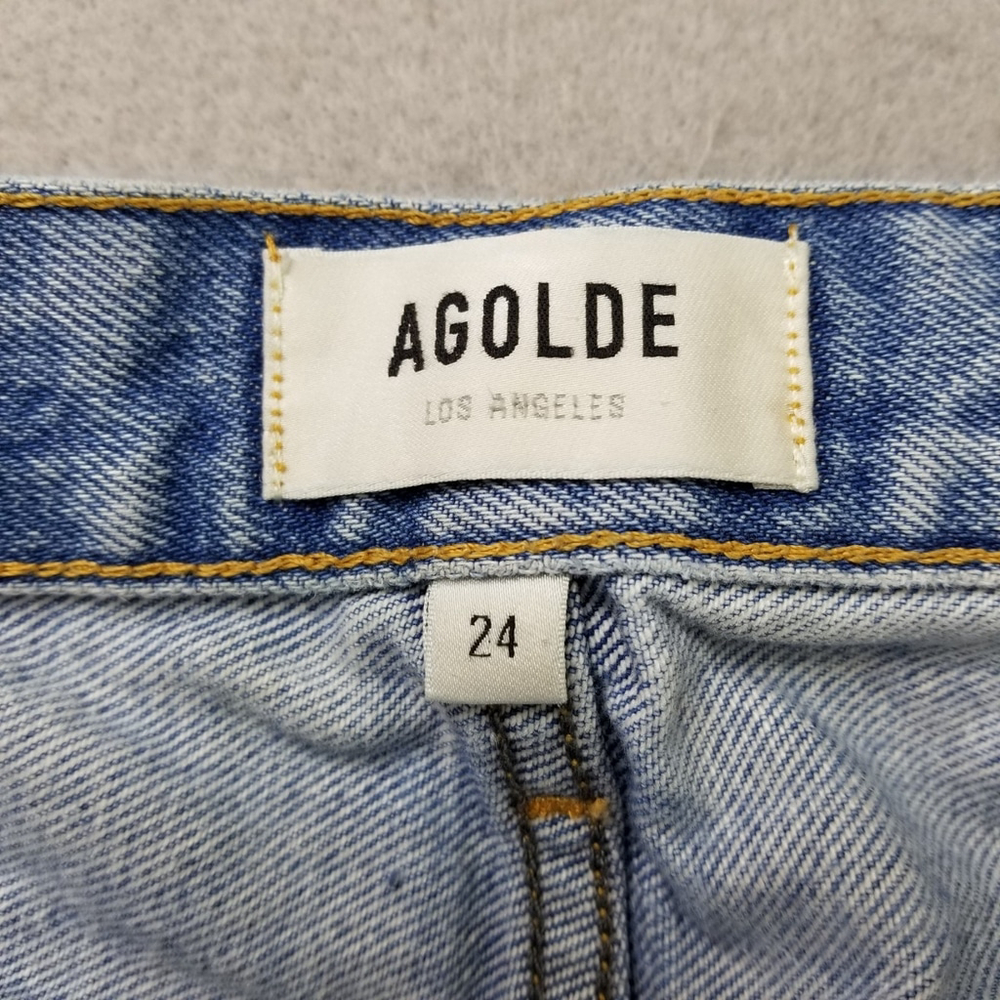 AGoldE Jean Shorts Womens Size 24 Blue Denim Cutoff Ripped Button Fly Cotton - Picture 8 of 11